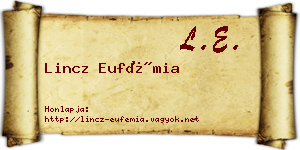 Lincz Eufémia névjegykártya